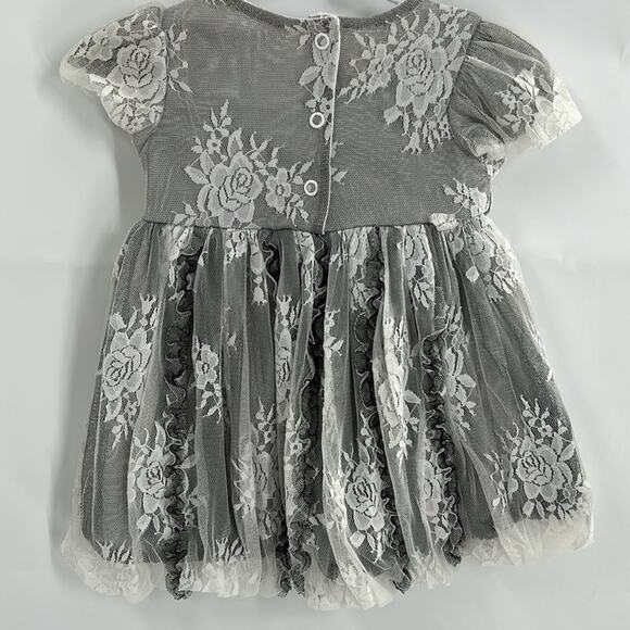 Nanette Baby Infant Girl's White with Gray Tulle Overlay Party Dress 12 Months - Picture 5 of 15